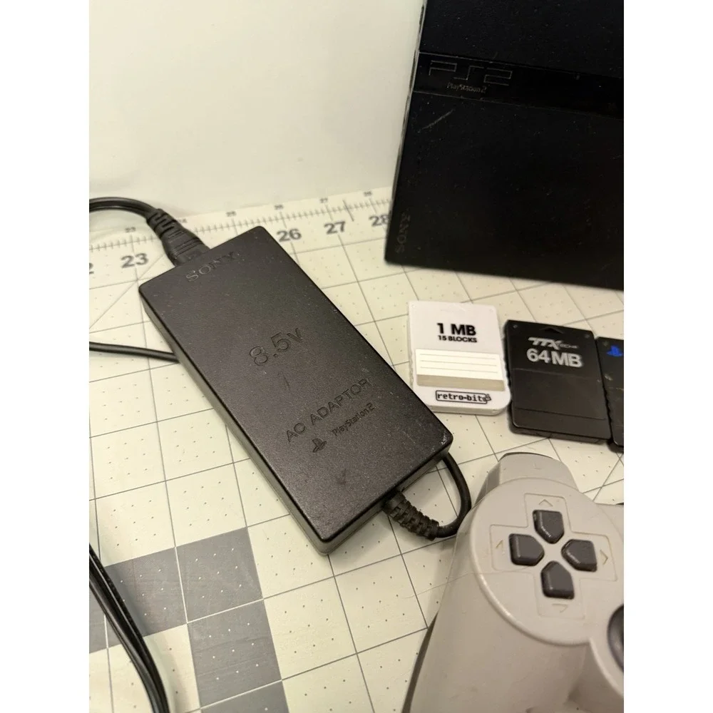PlayStation 2 PS2 Slim Console Bundle - Tested (Controller, Cords, Memory Card)